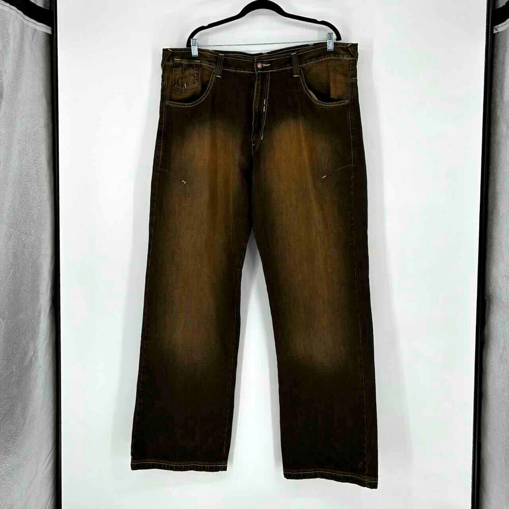 Vtg NWT 212 NYC Denim Wide Leg Black Gold Skater Jeans - 42 x 33 - Streetwear